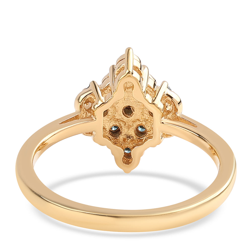 Pozlacené Stříbro 925/1000 - Prsten s Modrým Diamantem - Karátové číslo: 0.09. přibližná hmotnost: 2.51 gramů 2 