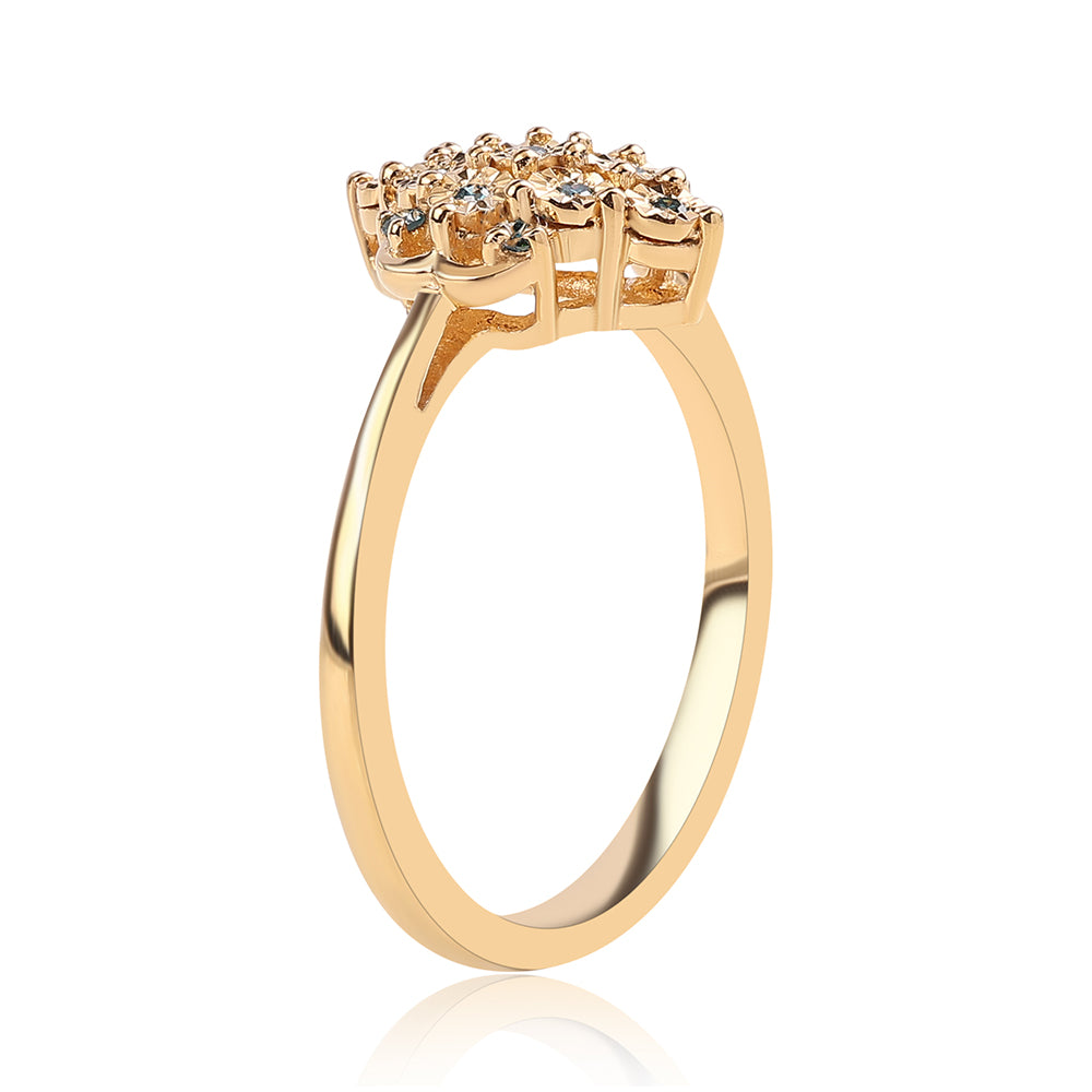 Pozlacené Stříbro 925/1000 - Prsten s Modrým Diamantem - Karátové číslo: 0.09. přibližná hmotnost: 2.51 gramů 3 