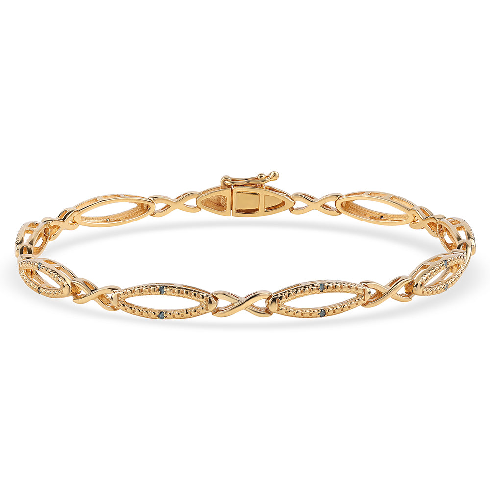 Pozlacený 925 / 1000 Sterlingové Stříbro Náramek s Modrým Diamantem 1 