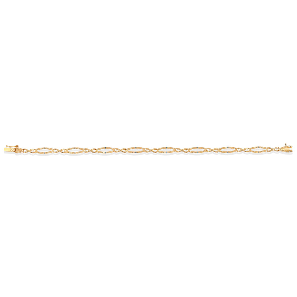 Pozlacený 925 / 1000 Sterlingové Stříbro Náramek s Modrým Diamantem 2 