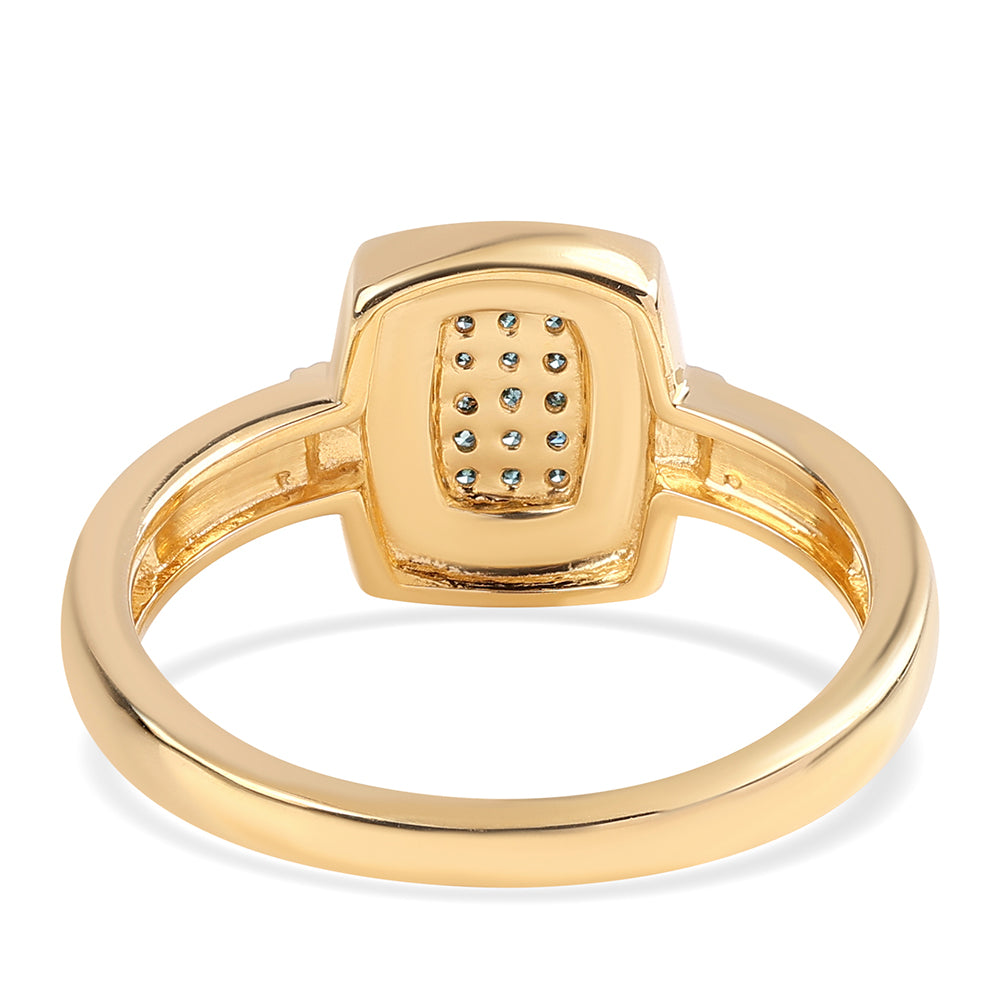 Pozlacený 925 / 1000 Sterlingové Stříbro Prsten s Modrým Diamantem a Bílým Topazem