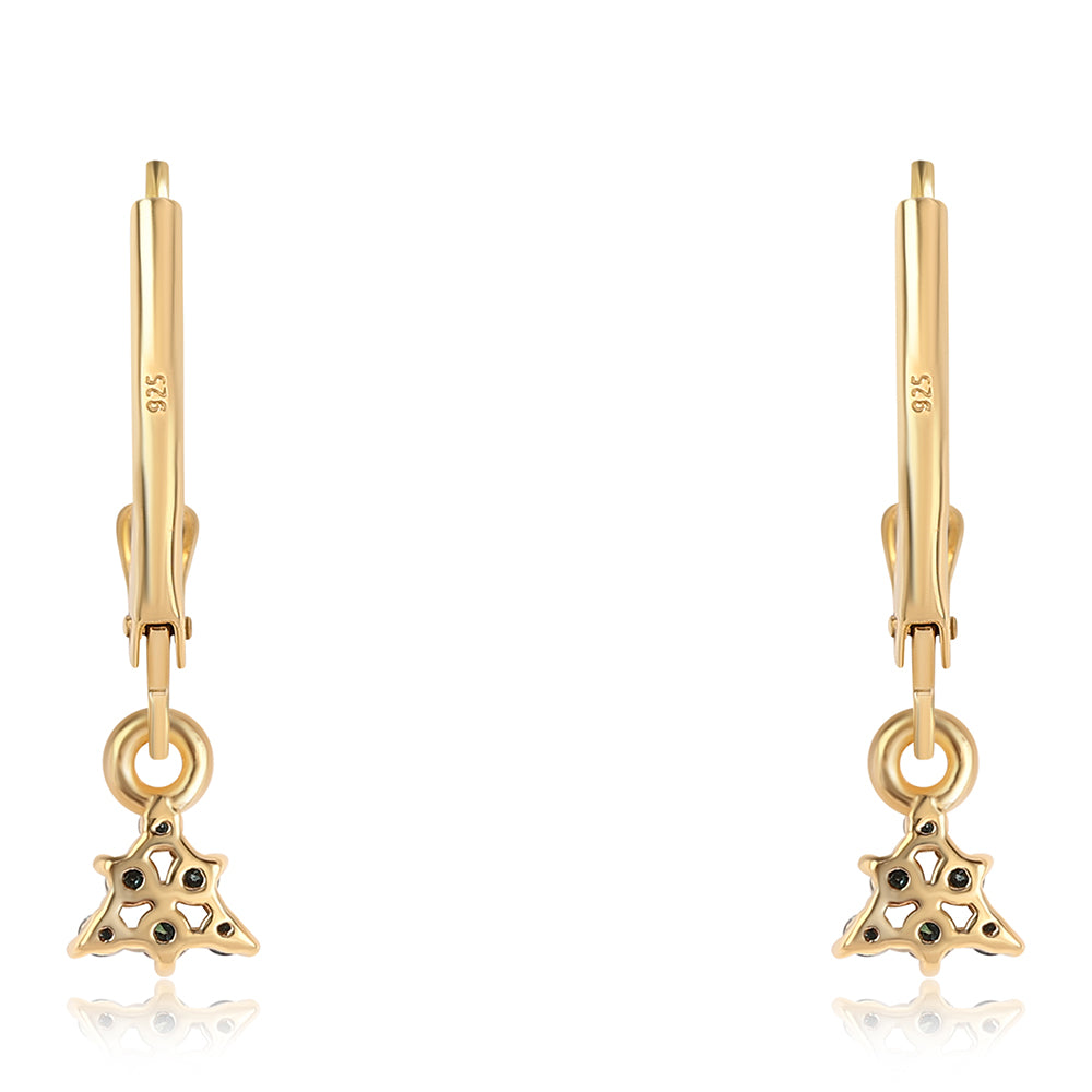 Pozlacené 925 / 1000 Sterlingové Stříbro Náušnice s Modrým Diamantem a Bílým Diamantem 3 