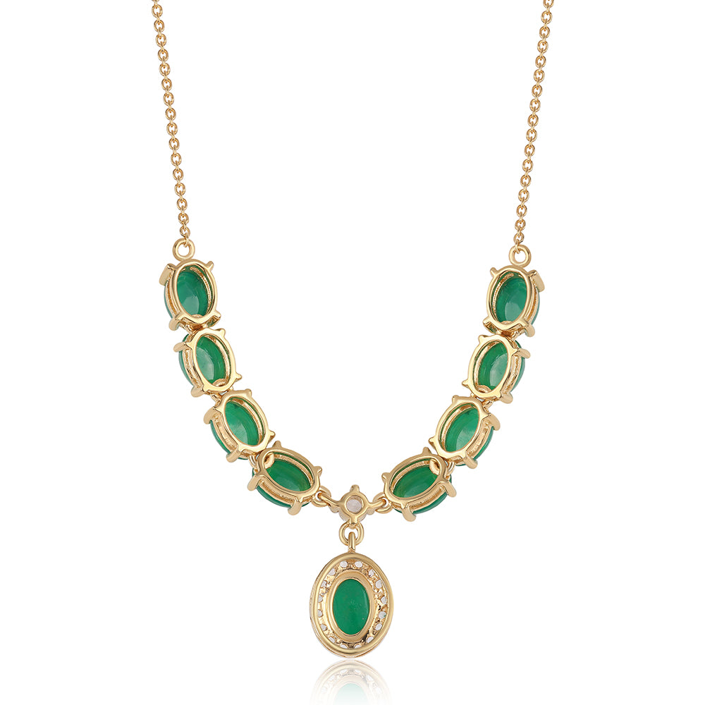 Pozlacený 925 / 1000 Sterlingové Stříbro Náhrdelník se Zeleným Etiopským Opálem z Lega Dembi a Bílým Topazem 3 