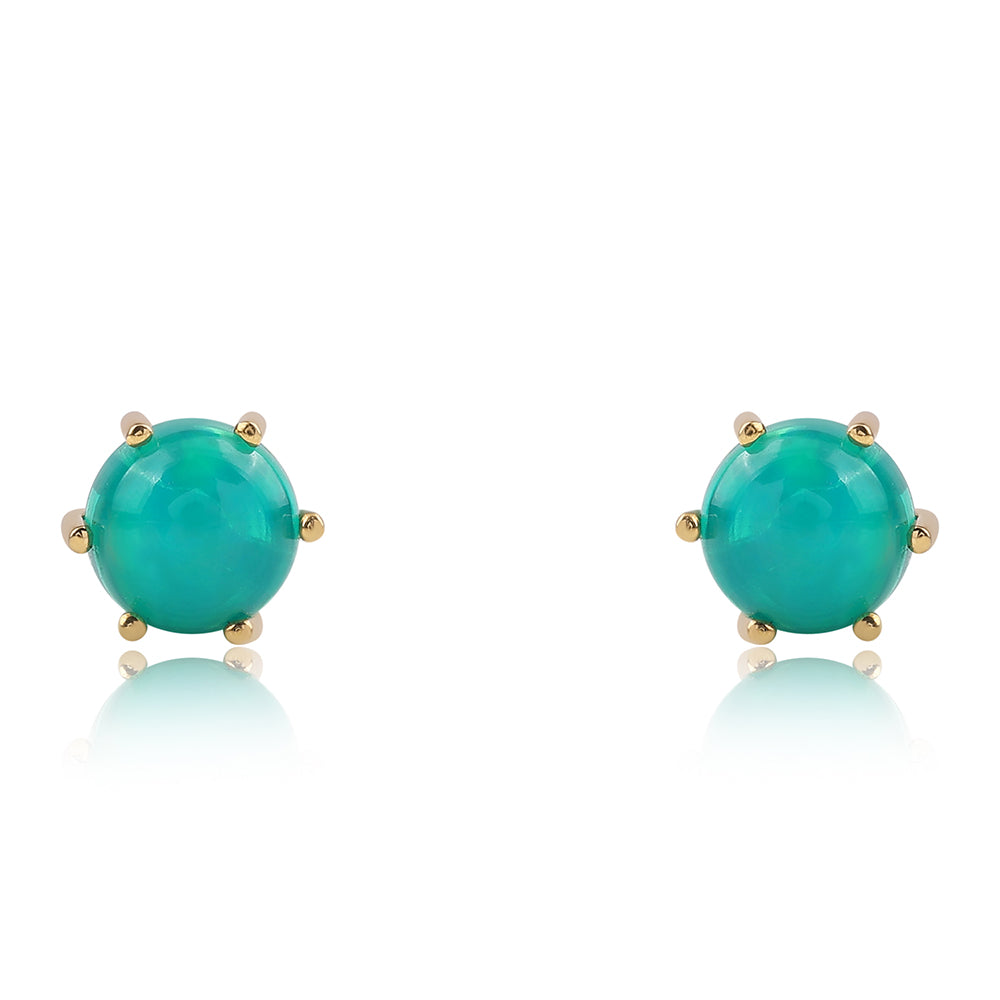 Pozlacené 925 / 1000 Sterlingové Stříbro Náušnice se Zeleným Etiopským Opálem z Lega Dembi 2 