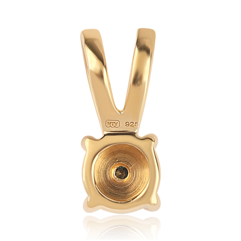 Pozlacené Stříbro 925/1000 - Přívěsek s Modrým Diamantem - Karátové číslo: 0.02. přibližná hmotnost: 0.64 gramů