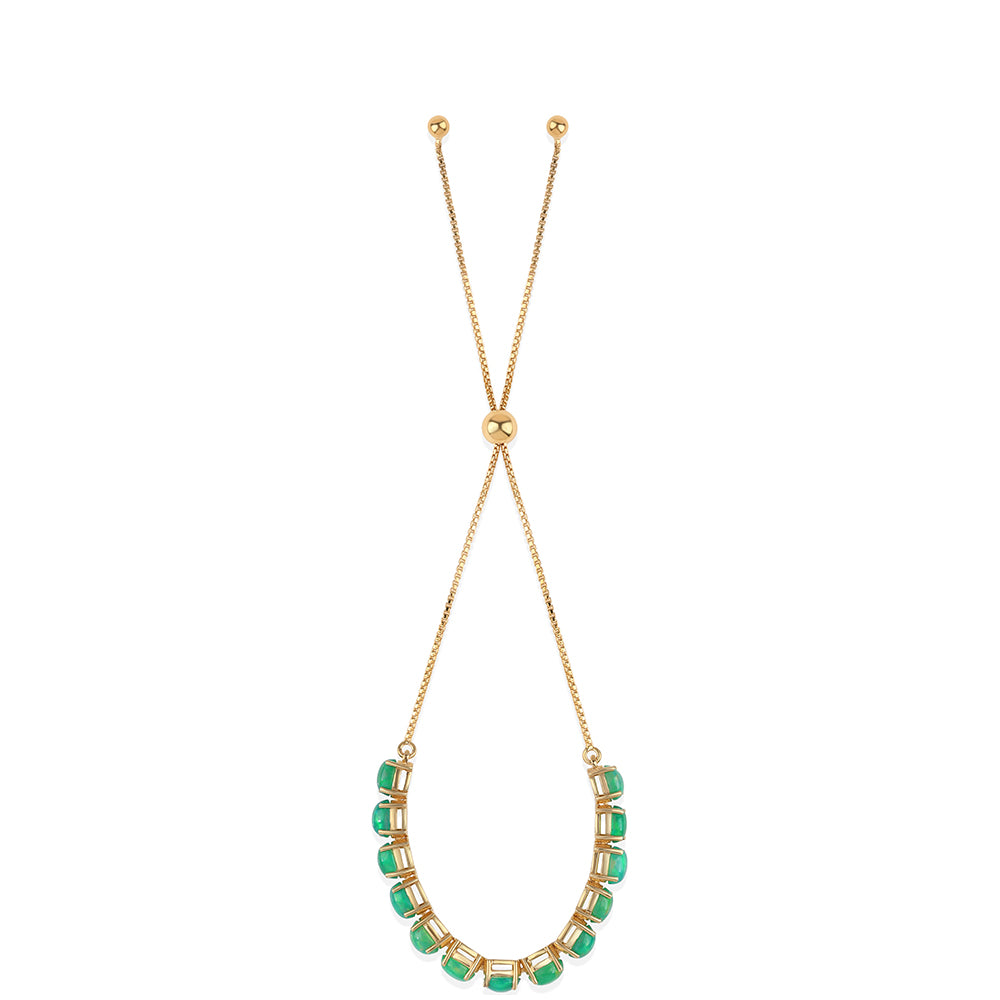 Pozlacený 925 / 1000 Sterlingové Stříbro Náramek se Zeleným Etiopským Opálem z Lega Dembi 2 