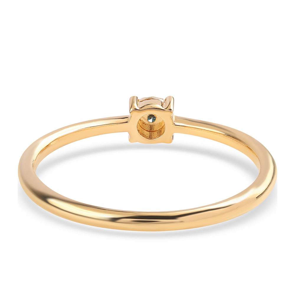 Pozlacené Stříbro 925/1000 - Prsten s Modrým Diamantem - Karátové číslo: 0.01. přibližná hmotnost: 1.63 gramů 2 