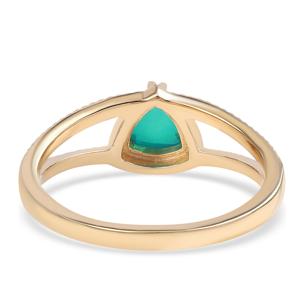 Pozlacené Stříbro 925/1000 - Prsten se Zeleným Etiopským Opálem z Lega Dembi - Karátové číslo: 0.56. přibližná hmotnost: 2.79 gramů