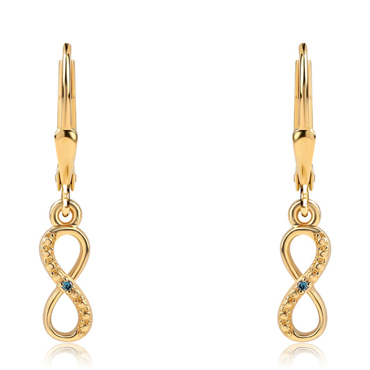 Pozlacené 925 / 1000 Sterlingové Stříbro Náušnice s Modrým Diamantem