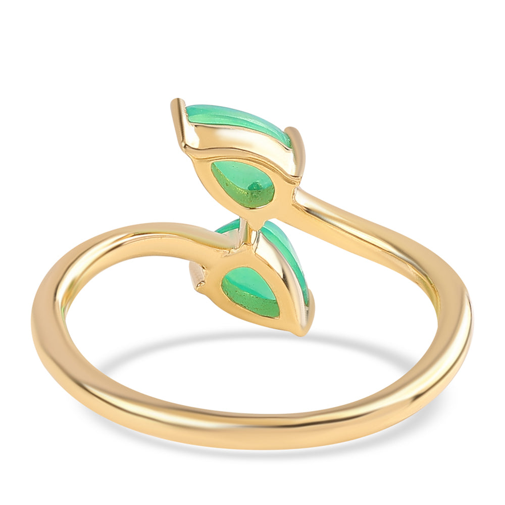 Pozlacený 925 / 1000 Sterlingové Stříbro Prsten se Zeleným Etiopským Opálem z Lega Dembi