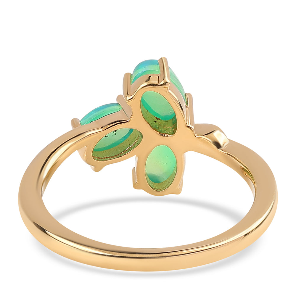 Pozlacené Stříbro 925/1000 - Prsten se Zeleným Etiopským Opálem z Lega Dembi - Karátové číslo: 1.02. přibližná hmotnost: 2.44 gramů 3 