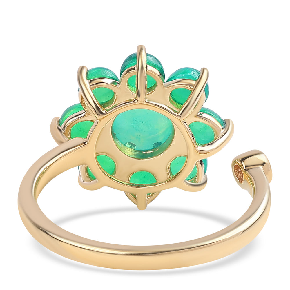 Pozlacený 925 / 1000 Sterlingové Stříbro Prsten se Zeleným Etiopským Opálem z Lega Dembi a Bílým Topazem