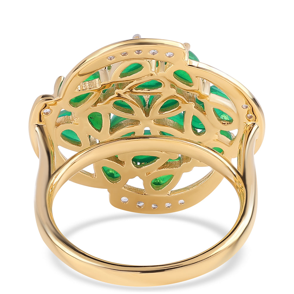 Pozlacený 925 / 1000 Sterlingové Stříbro Prsten se Zeleným Etiopským Opálem z Lega Dembi a Bílým Topazem 3 