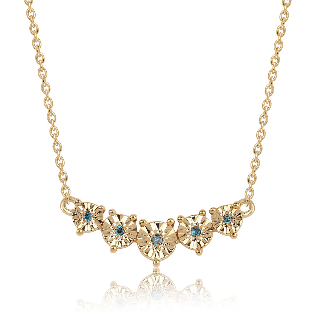 Pozlacený 925 / 1000 Sterlingové Stříbro Náhrdelník s Modrým Diamantem 1 