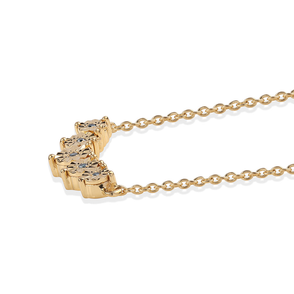 Pozlacený 925 / 1000 Sterlingové Stříbro Náhrdelník s Modrým Diamantem 2 