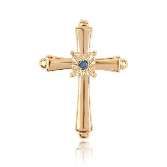 Pozlacené Stříbro 925/1000 - Přívěsek s Modrým Diamantem - Karátové číslo: 0.02. přibližná hmotnost: 1.28 gramů