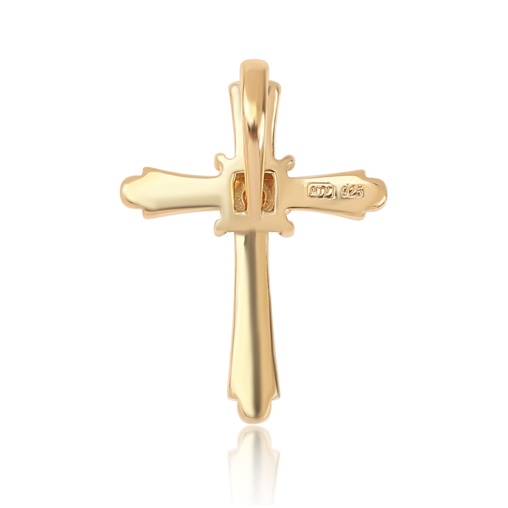 Pozlacené Stříbro 925/1000 - Přívěsek s Modrým Diamantem - Karátové číslo: 0.02. přibližná hmotnost: 1.28 gramů