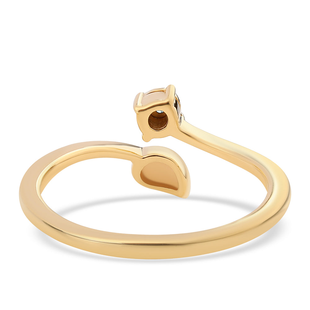 Pozlacené Stříbro 925/1000 - Prsten s Modrým Diamantem - Karátové číslo: 0.01. přibližná hmotnost: 1.84 gramů 2 