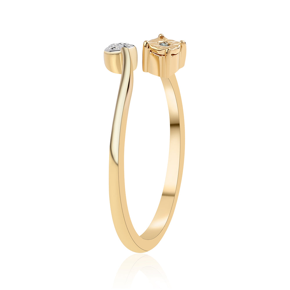 Pozlacené Stříbro 925/1000 - Prsten s Modrým Diamantem - Karátové číslo: 0.01. přibližná hmotnost: 1.84 gramů 3 