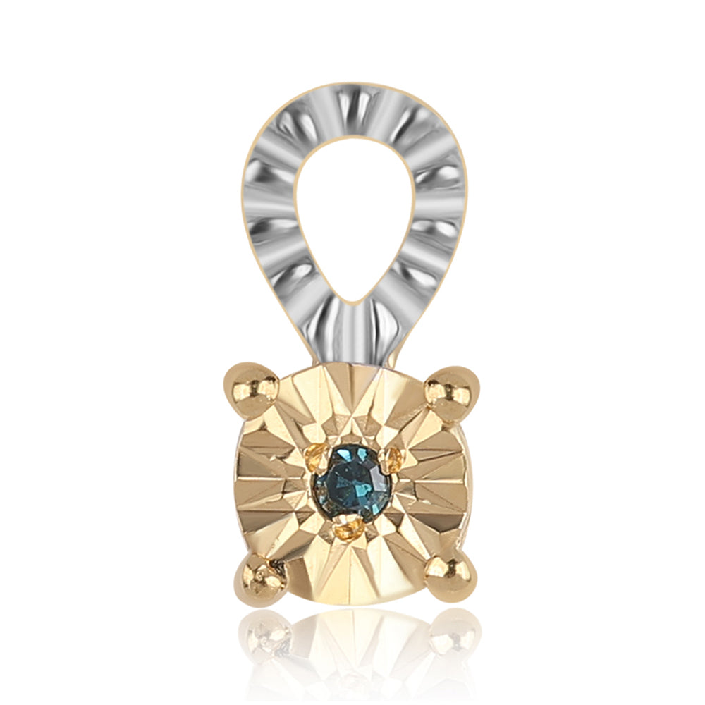 Pozlacené Stříbro 925/1000 - Sada s Modrým Diamantem - Karátové číslo: 0.02. přibližná hmotnost: 2.95 gramů ( Náušnice+Prsten+Přívěsek )