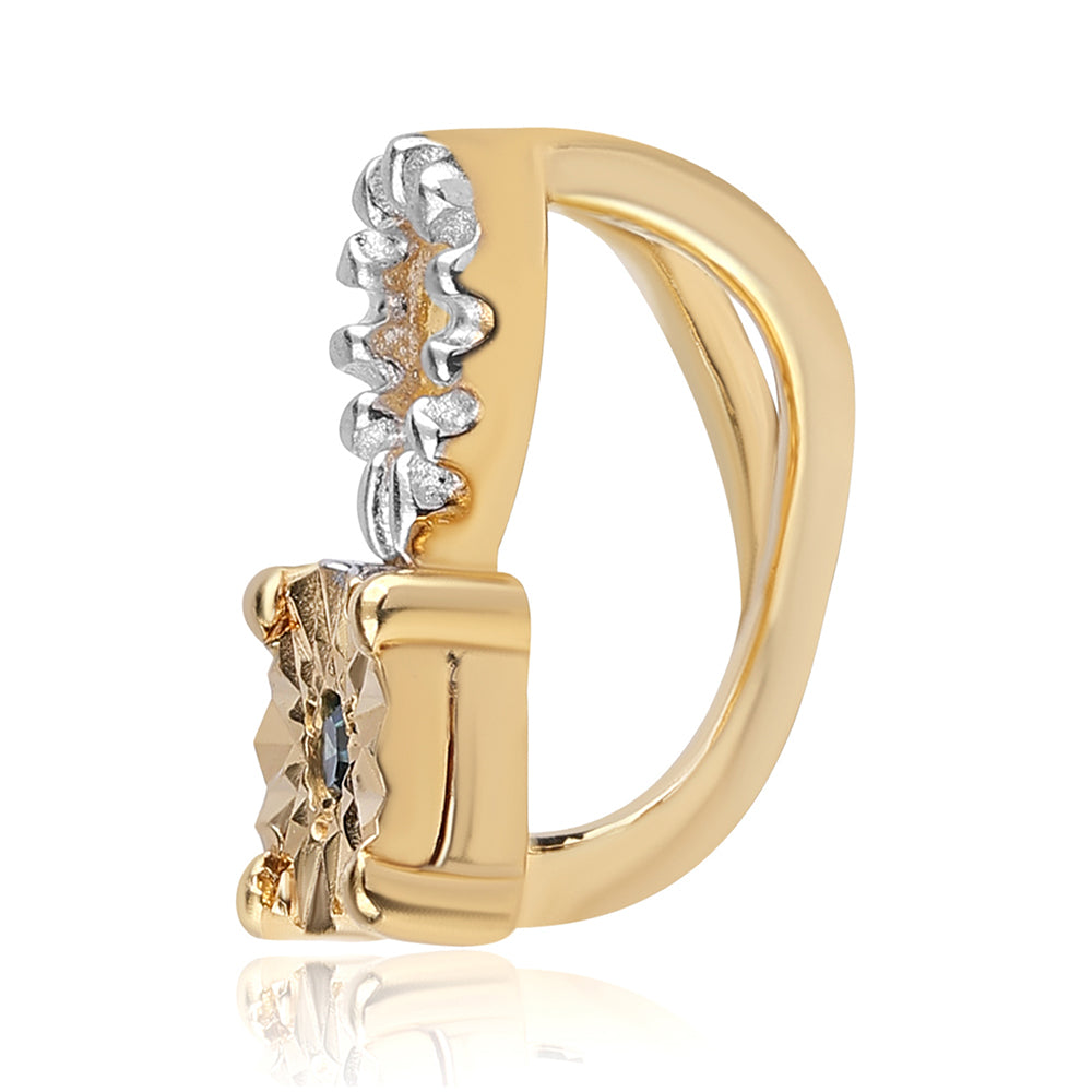 Pozlacené Stříbro 925/1000 - Sada s Modrým Diamantem - Karátové číslo: 0.02. přibližná hmotnost: 2.95 gramů ( Náušnice+Prsten+Přívěsek ) 3 