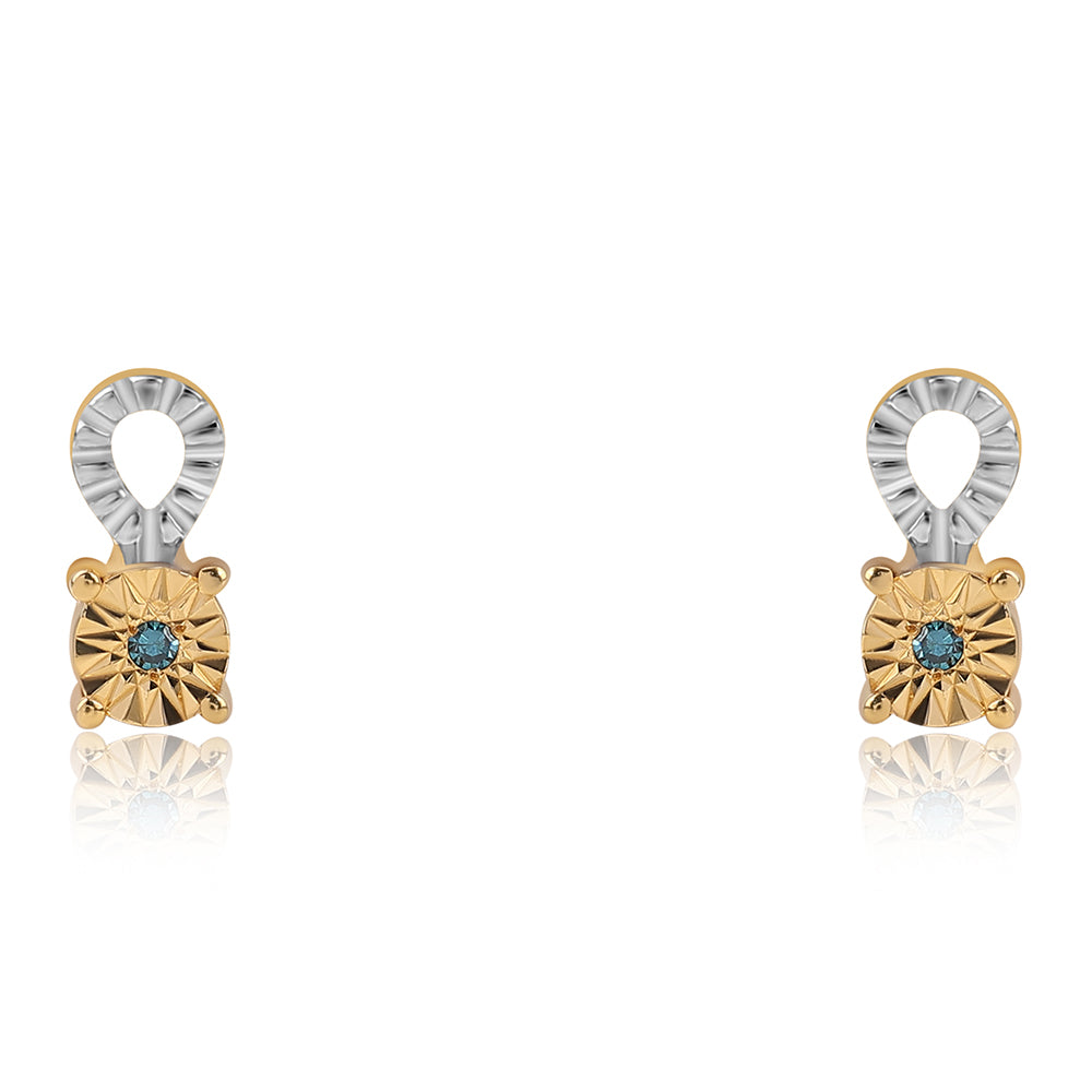 Pozlacené Stříbro 925/1000 - Sada s Modrým Diamantem - Karátové číslo: 0.02. přibližná hmotnost: 2.95 gramů ( Náušnice+Prsten+Přívěsek ) 9 