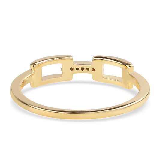 Pozlacený 925 / 1000 Sterlingové Stříbro Prsten s Modrým Diamantem