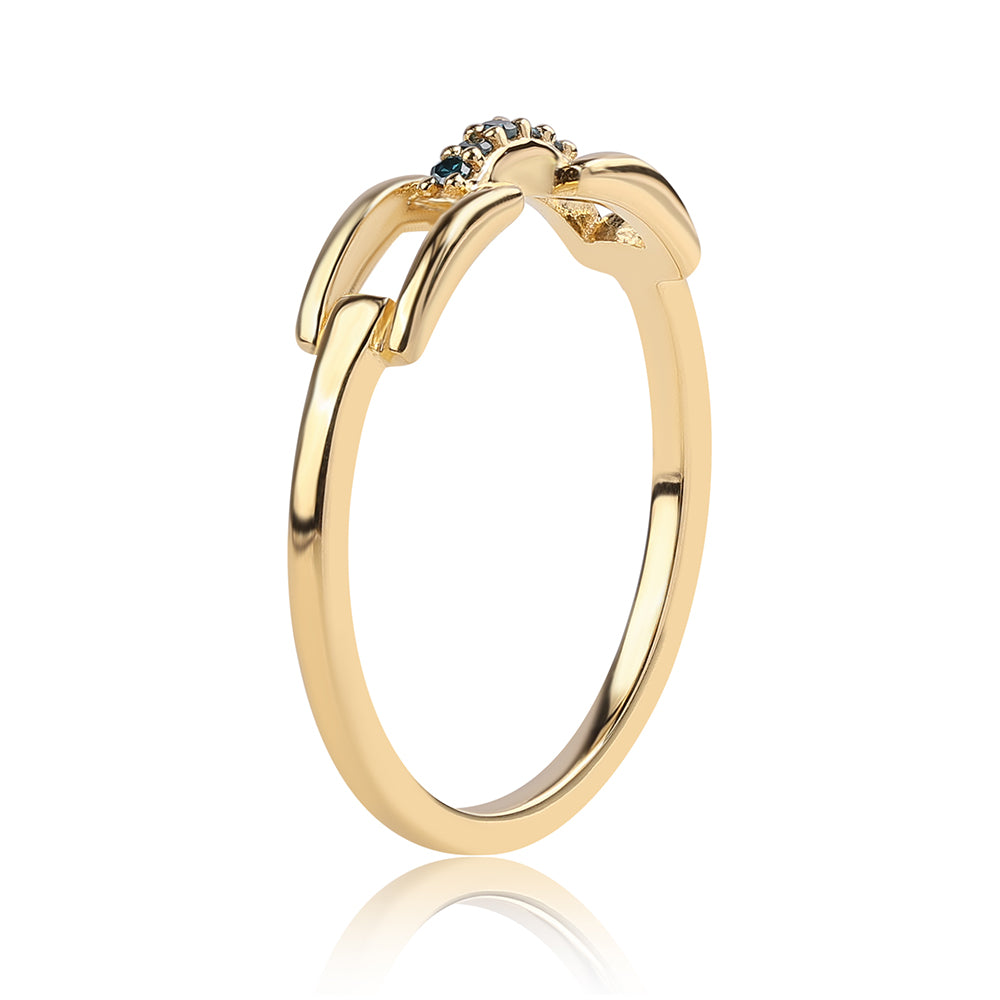 Pozlacený 925 / 1000 Sterlingové Stříbro Prsten s Modrým Diamantem 3 