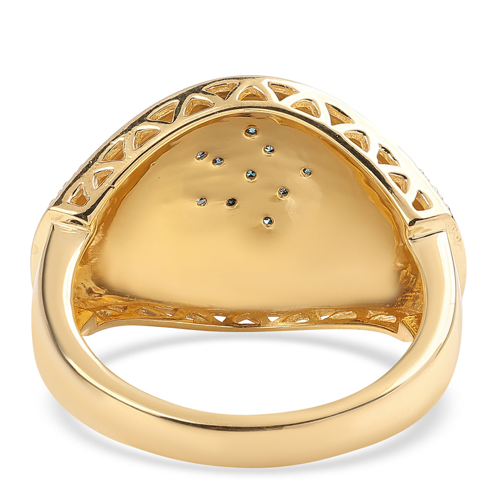 Pozlacený 925 / 1000 Sterlingové Stříbro Prsten s Modrým Diamantem 2 