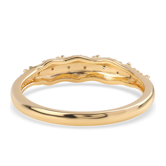 Pozlacené Stříbro 925/1000 - Prsten s Modrým Diamantem a Bílým Diamantem - Karátové číslo: 0.04. přibližná hmotnost: 2.29 gramů