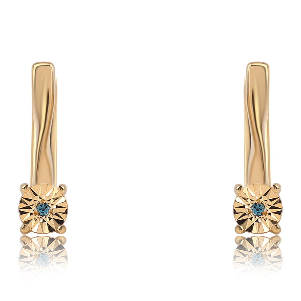 Pozlacené 925 / 1000 Sterlingové Stříbro Náušnice s Modrým Diamantem 2 
