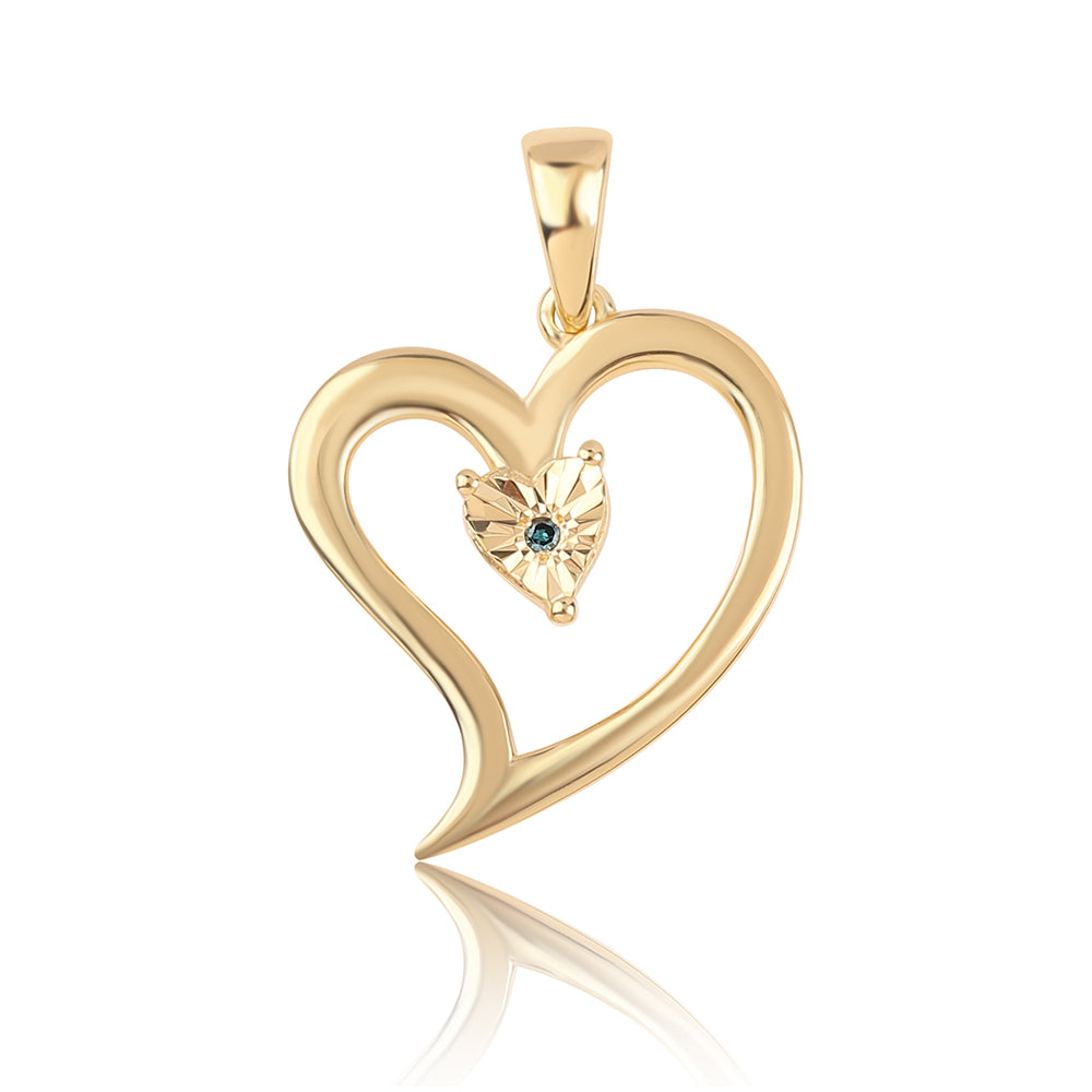 Pozlacené Stříbro 925/1000 - Přívěsek s Modrým Diamantem - Karátové číslo: 0.01. přibližná hmotnost: 2.06 gramů 1 