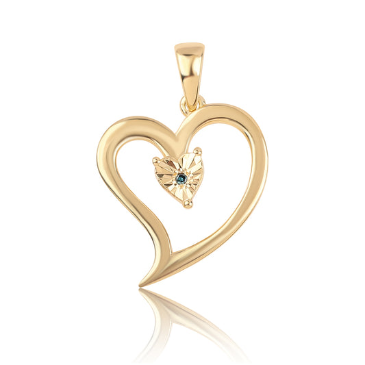 Pozlacené Stříbro 925/1000 - Přívěsek s Modrým Diamantem - Karátové číslo: 0.01. přibližná hmotnost: 2.06 gramů