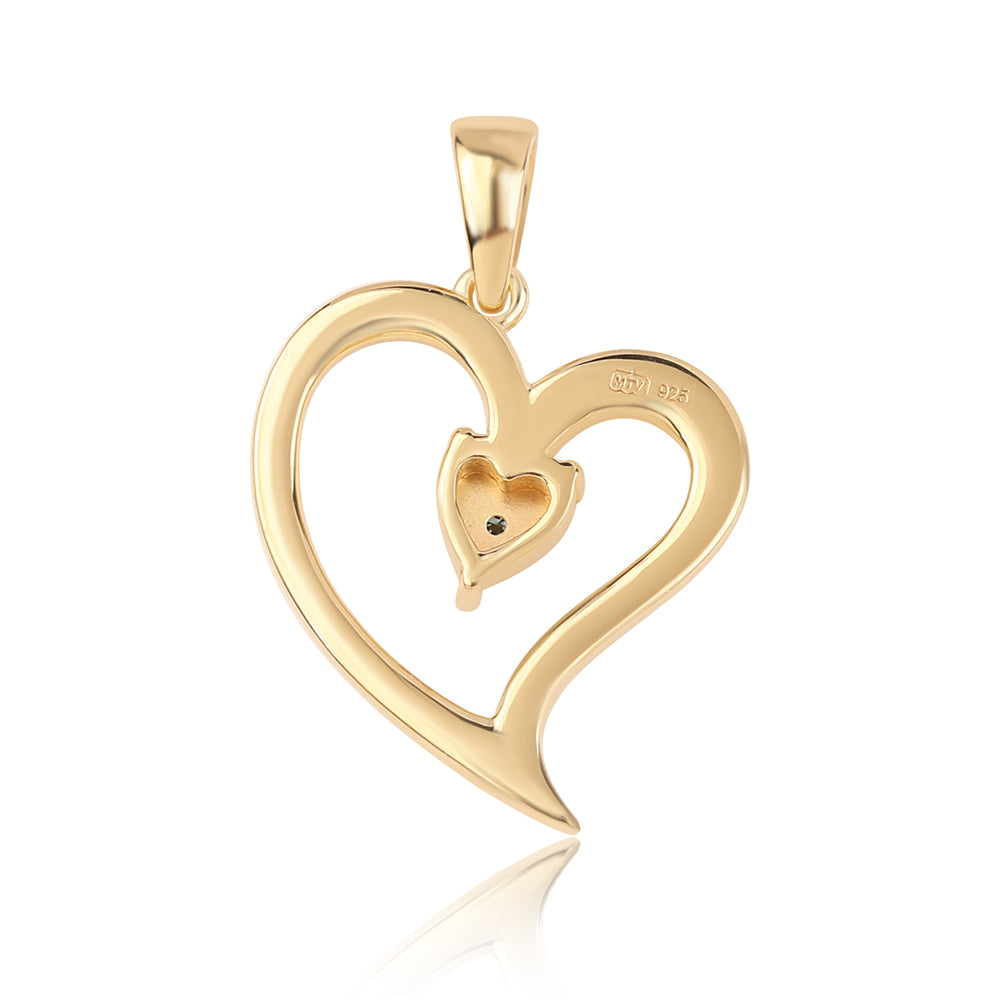 Pozlacené Stříbro 925/1000 - Přívěsek s Modrým Diamantem - Karátové číslo: 0.01. přibližná hmotnost: 2.06 gramů 3 