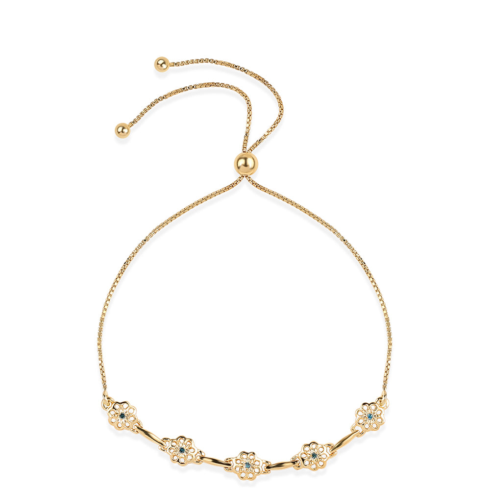 Pozlacený 925 / 1000 Sterlingové Stříbro Náramek s Modrým Diamantem 1 