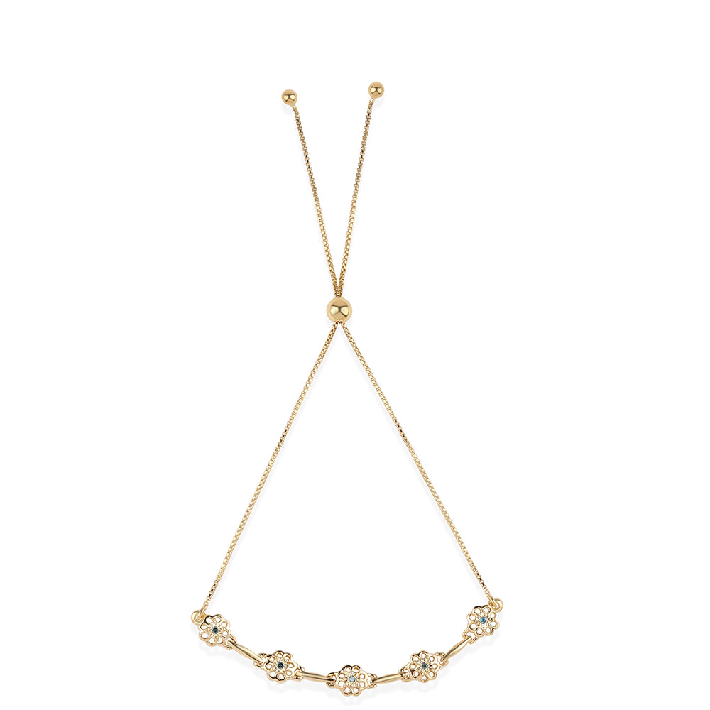 Pozlacený 925 / 1000 Sterlingové Stříbro Náramek s Modrým Diamantem