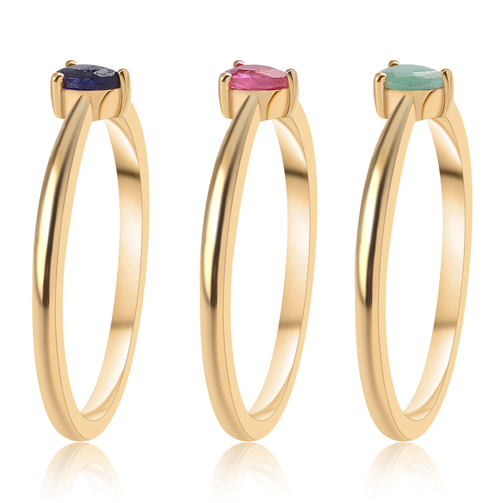 Pozlacené Stříbro 925/1000 - Sada s Thajským Rubínem a Brazilským Smaragdem - Karátové číslo: 0.52. přibližná hmotnost: 4.9 gramů ( Prsten ) 2 