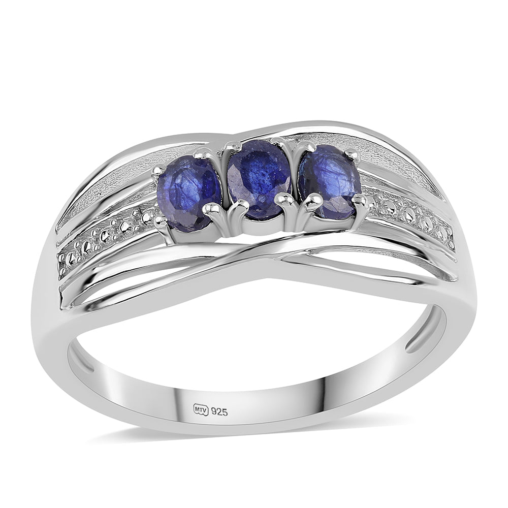 925 / 1000 Sterlingové Stříbro Prsten s Australským Modrým Safírem 1 