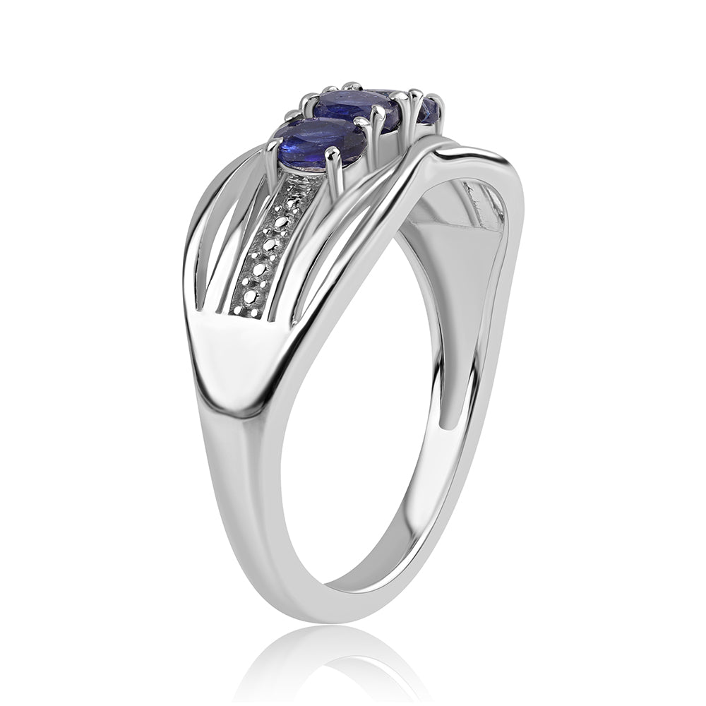 925 / 1000 Sterlingové Stříbro Prsten s Australským Modrým Safírem 2 