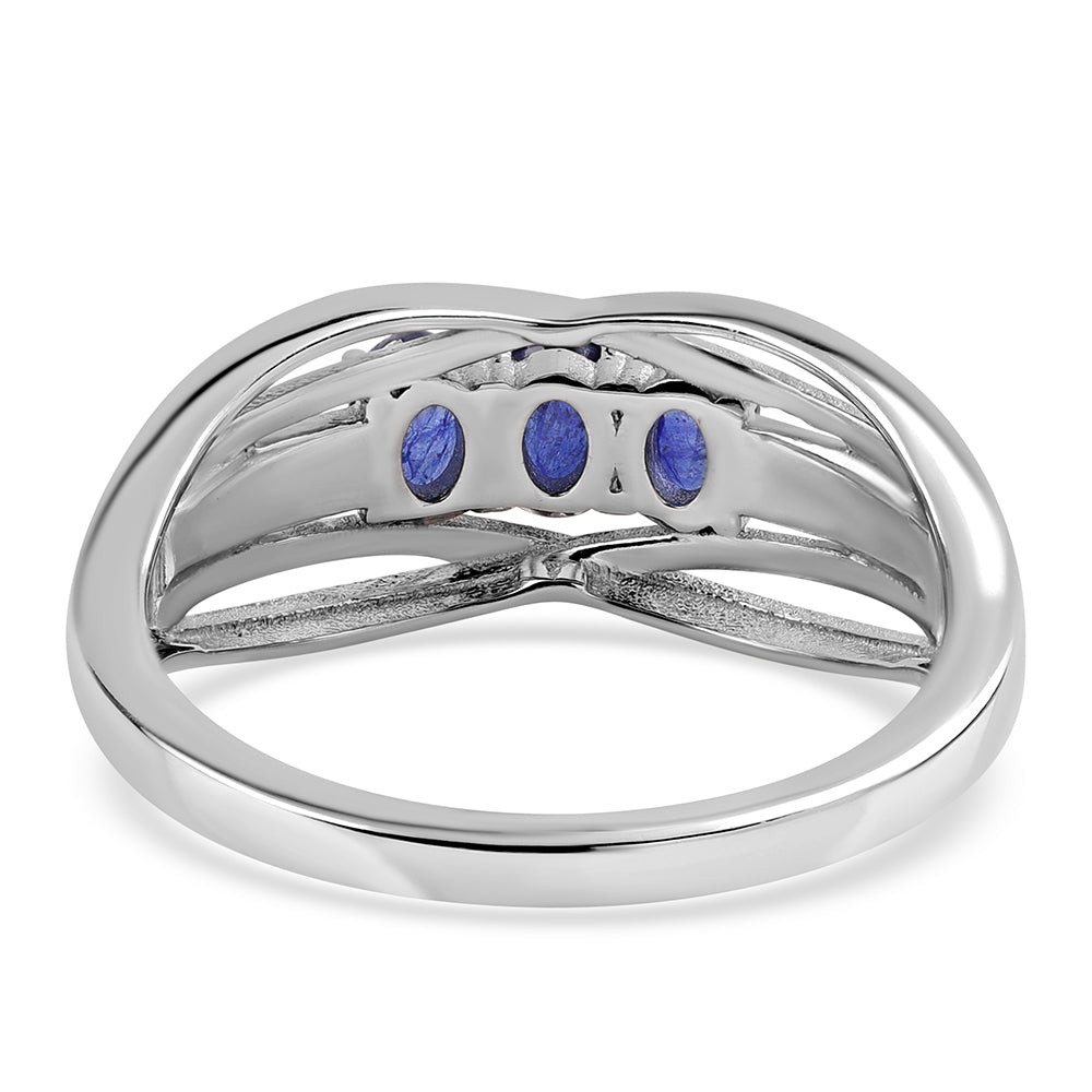 925 / 1000 Sterlingové Stříbro Prsten s Australským Modrým Safírem 3 