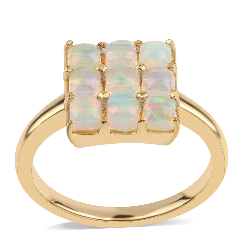 Pozlacené Stříbro 925/1000 - Prsten s Etiopským Opálem z Lega Dembi - Karátové číslo: 1.17. přibližná hmotnost: 3.49 gramů 1 