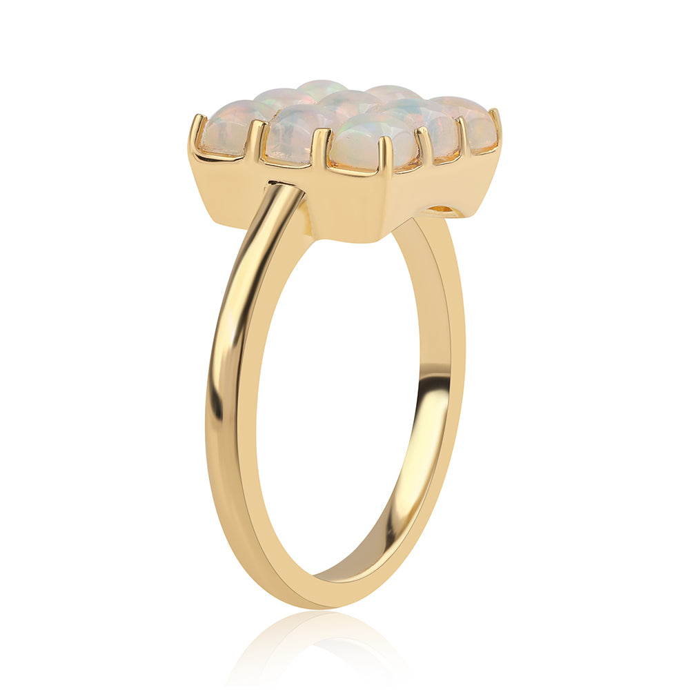 Pozlacené Stříbro 925/1000 - Prsten s Etiopským Opálem z Lega Dembi - Karátové číslo: 1.17. přibližná hmotnost: 3.49 gramů 2 