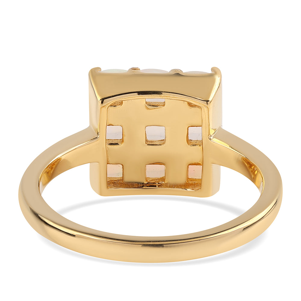 Pozlacené Stříbro 925/1000 - Prsten s Etiopským Opálem z Lega Dembi - Karátové číslo: 1.17. přibližná hmotnost: 3.49 gramů 3 