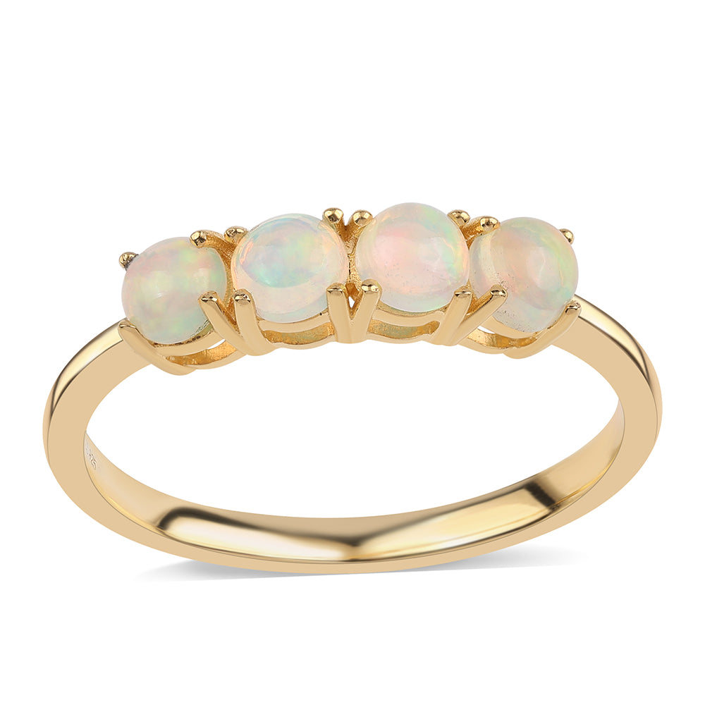 Pozlacené Sterlingové Stříbro 925 / 1000 - Prsten s Etiopským Opálem z Lega Dembi 1 