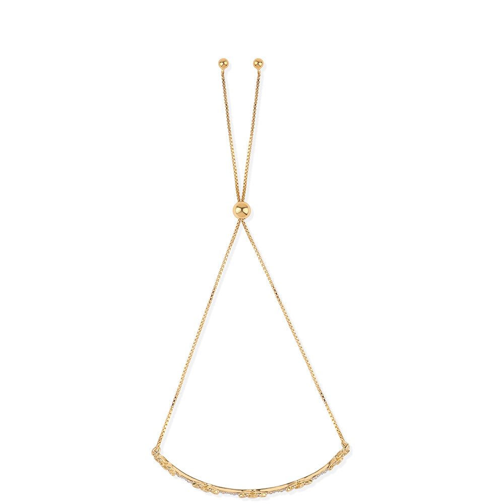 Pozlacený 925 / 1000 Sterlingové Stříbro Náramek s Červeným Diamantem a Bílým Diamantem