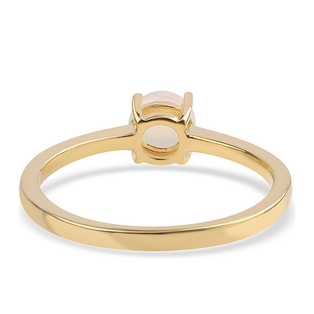 Pozlacené Stříbro 925/1000 - Prsten s Etiopským Opálem z Lega Dembi - Karátové číslo: 0.32. přibližná hmotnost: 1.75 gramů