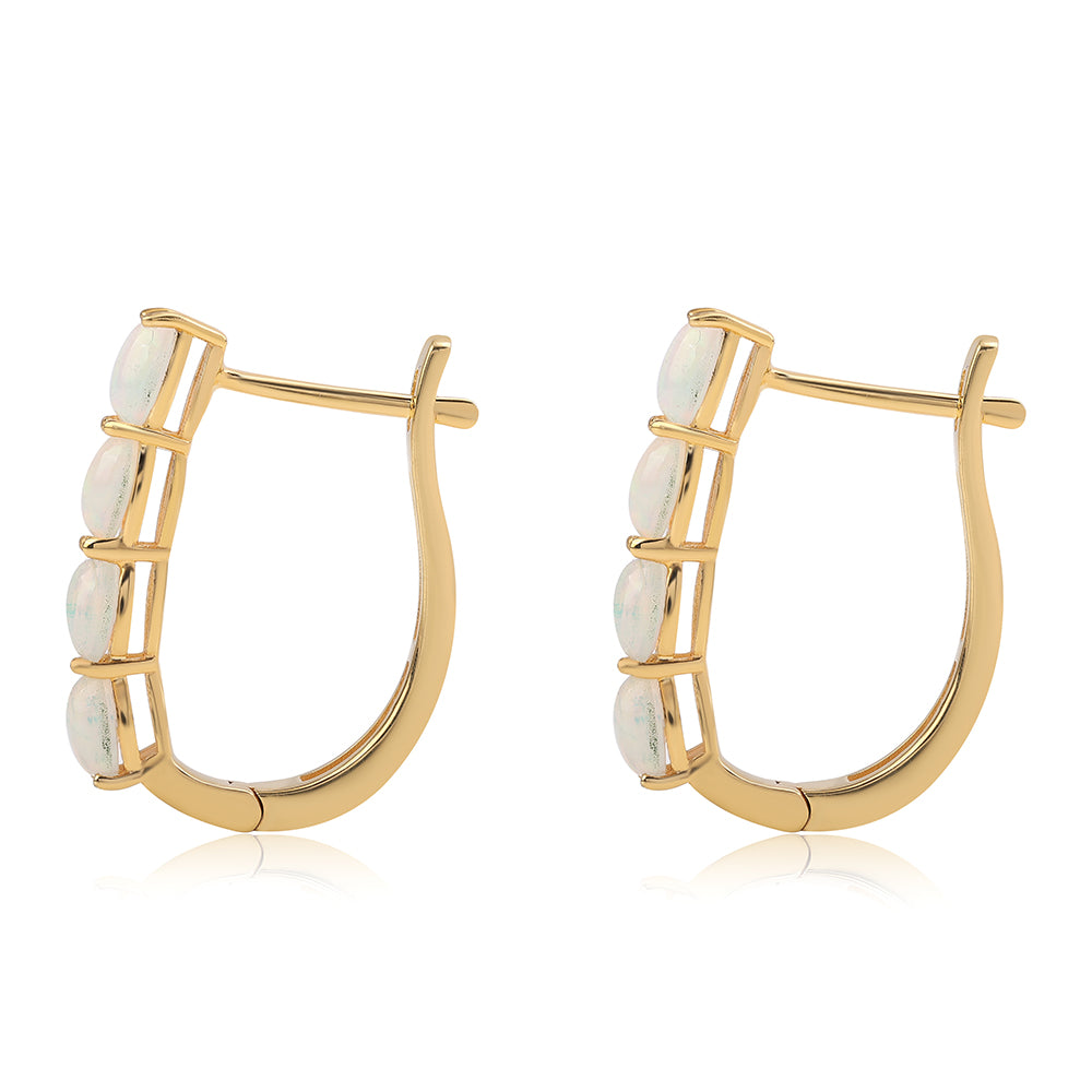 Pozlacené 925 / 1000 Sterlingové Stříbro Náušnice s Etiopským Opálem z Lega Dembi