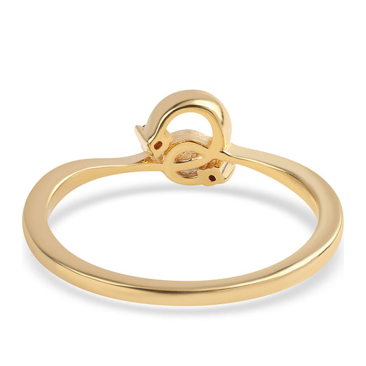 Pozlacené Stříbro 925/1000 - Prsten s Červeným Diamantem - Karátové číslo: 0.03. přibližná hmotnost: 1.62 gramů