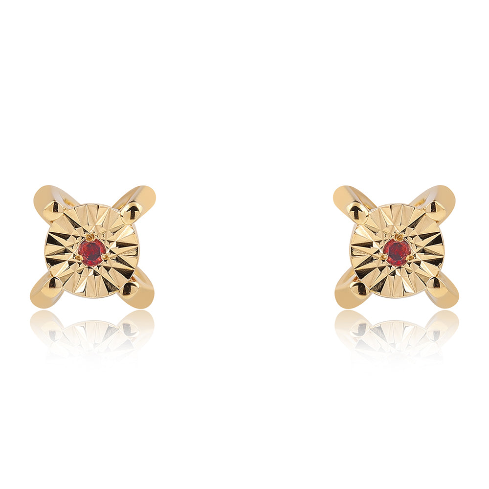 Pozlacené Stříbro 925/1000 - Sada s Červeným Diamantem - Karátové číslo: 0.02. přibližná hmotnost: 1.31 gramů ( Náušnice+Prsten+Přívěsek ) 4 