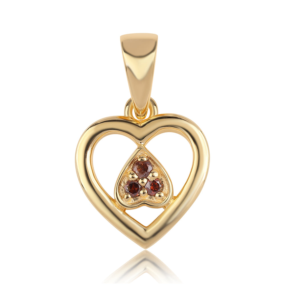 Pozlacené Stříbro 925/1000 - Přívěsek s Červeným Diamantem - Karátové číslo: 0.05. přibližná hmotnost: 1.14 gramů